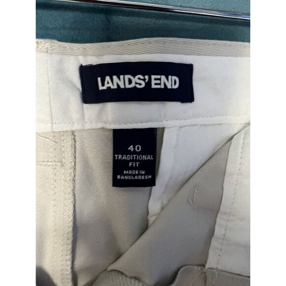 Lands End Mens Beige Cotton Traditional Fit Shorts, Button Closures, Back Pocket - Picture 4 of 5